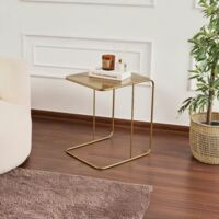 Bout de canapé design métal doré – plateau carré moderne SFAX