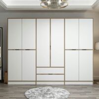 Pier Import – Armoire dressing 277 cm – Effet bois chêne et blanc – Largeur 52 cm – Hauteur 208 cm – Bois MDF mélaminé pour finition durable