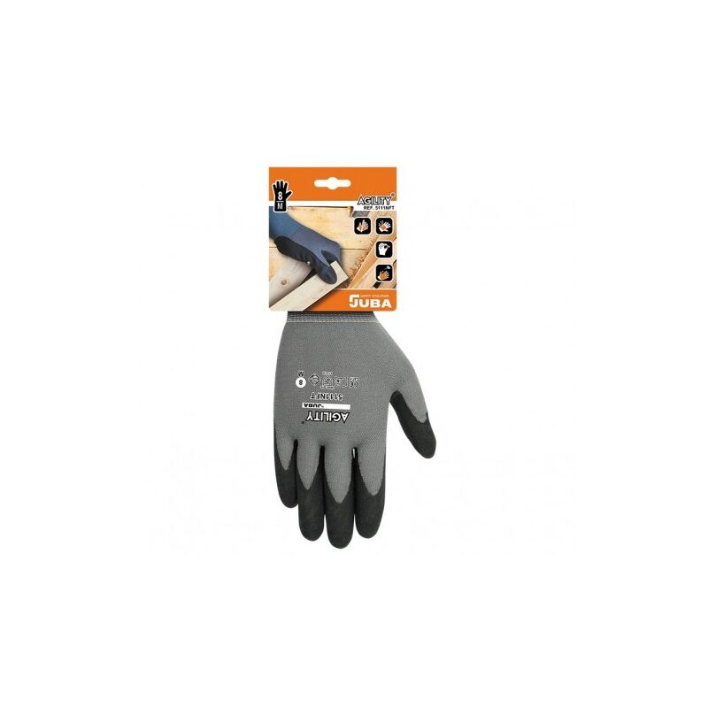 Guantes De Seguridad Industrial Juba G - Poliéster Sin Costuras Con Recubrimiento De Látex Rugoso (Rojo/Gris, Talla 10)