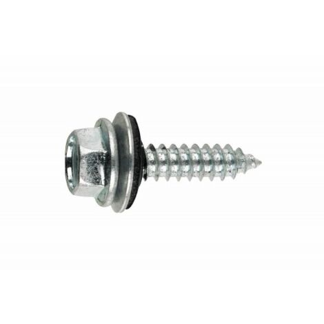 (6,3X100 P18) TORNILLO ROSCA CHAPA CON CABEZA HEXAGONAL TORNILLO CON ARANDELA VULCANIZADA DE A(100U) - INDEX