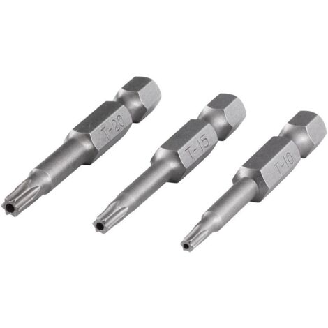 PUNTAS DE ATORNILLADOR SEGURIDAD, 50 MM DE LONGITUD, TORX CON AGUJERO NO. 10, 15, 20 - WOLFCRAFT (1/4)