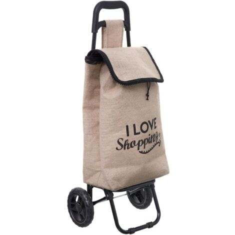 Carro de la compra 'i love shopping' 2 ruedas, 33 l, beige