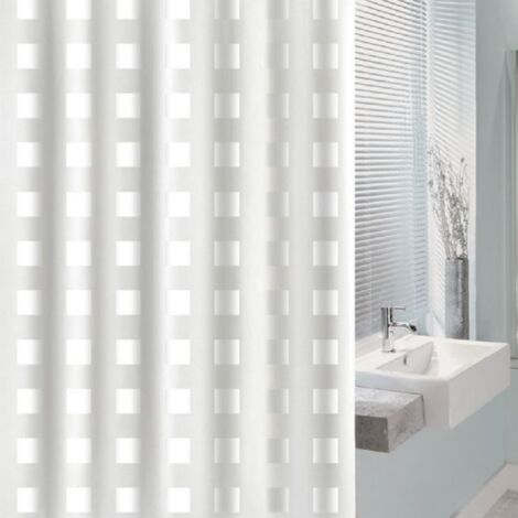 CORTINA BAÑO PVC 180X200CM.CUADRO BCO.