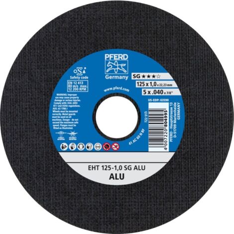 Muela de trocear SG-ELASTIC-ALU para el mecanización del aluminio, Ø x Espesor : 125 x 1,0 mm, Modelo recto, velocidad máx. 12200 tr/mn