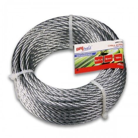 CABLE ACERO SIRGA 6X7+1 - 6MM ACERO GALVANIZADO - BRINOX