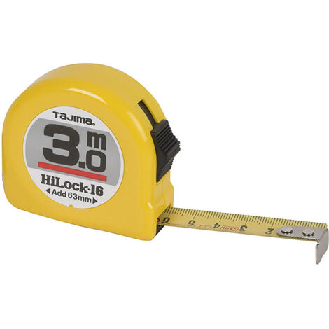 flexometro hi-lock-16 tajima 3mtos caja abs. cinta acero amarillo. homologado.