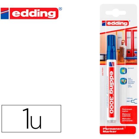 Rotulador edding marcador permanente 3000 azul n.3 punta redonda 1,5-3 mm blister de 1 unidad