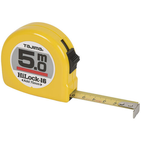 flexometro hi-lock-16 tajima 5mtos caja abs. cinta acero amarillo. homologado.