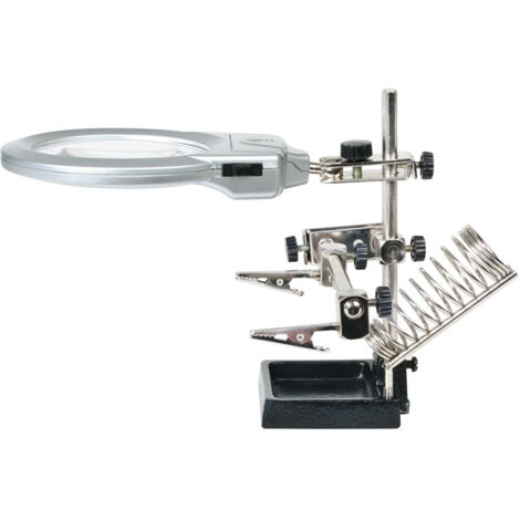 LUPA+2 LED CON SOPORTE+PINZAS RATIO
