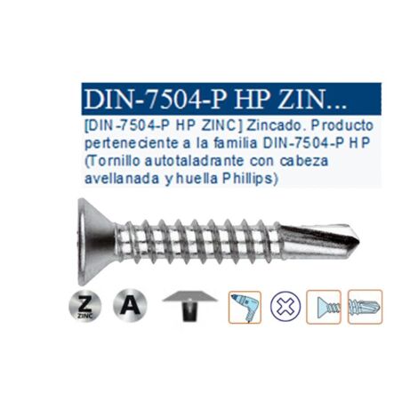 tornillo autotaladrante 7504-p hp plana ph2  3,5x16 abp3516 (caja 10 unidades)