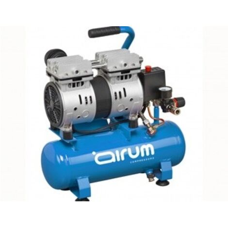 Compresor silencioso 6lt 1hp 8 bar – Sin aceite – 59 dB(A) – Cabezal de doble pistón – Ideal para entornos exigentes – Airum (1/5)