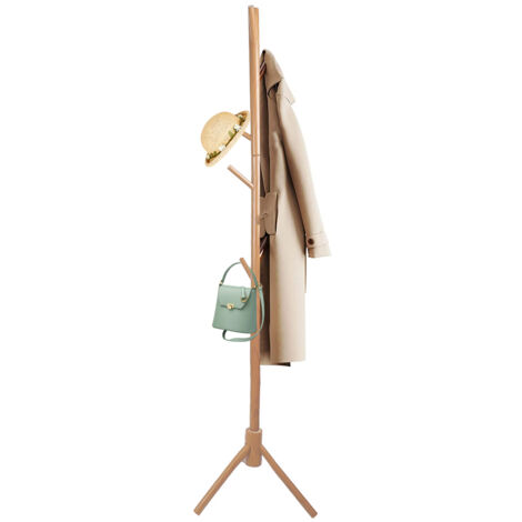 Perchero de Madera, SDLOGAL Perchero de Madera Natural con 8 Ganchos Estables, fácil instalación, para Abrigos, Sombreros, Bufandas y Bolsos para Entrada, Dormitorio, Oficina