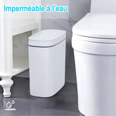 Bote de Basura Inteligente, SDLOGAL 14L Bote de Basura Automático con Sensor de Olor, Tapa de Bote de Basura Sin Contacto para Baño, Dormitorio, Cocina y Oficina - Blanco