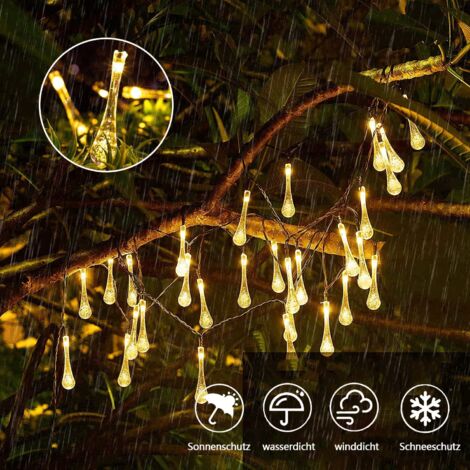 Cadena de luces LED Solar, SDLOGAL Exterior e Interior 6,5 M 8 Modos IP65 Guinguette Impermeable para Jardín Luz Cálida