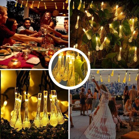 Cadena de luces LED Solar, SDLOGAL Exterior e Interior 6,5 M 8 Modos IP65 Guinguette Impermeable para Jardín Luz Cálida