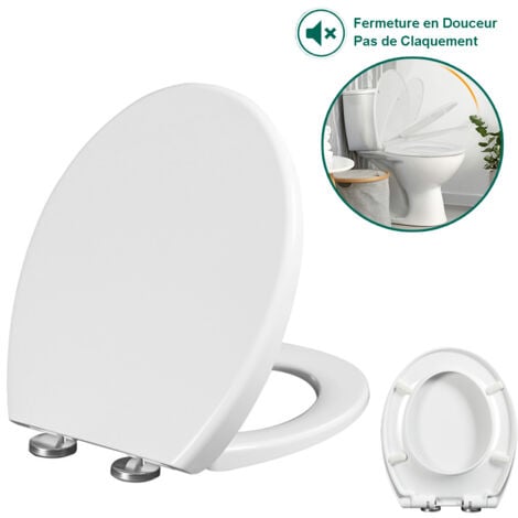 Tapa de inodoro para cuarto de baño, SDLOGAL Tapa de váter cierre suave y desenganche rápido, tapa de wc higiénico, asiento y aro de water universal, 42x36cm - Blanco