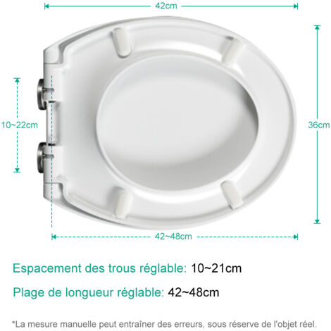 Tapa de inodoro para cuarto de baño, SDLOGAL Tapa de váter cierre suave y desenganche rápido, tapa de wc higiénico, asiento y aro de water universal, 42x36cm - Blanco