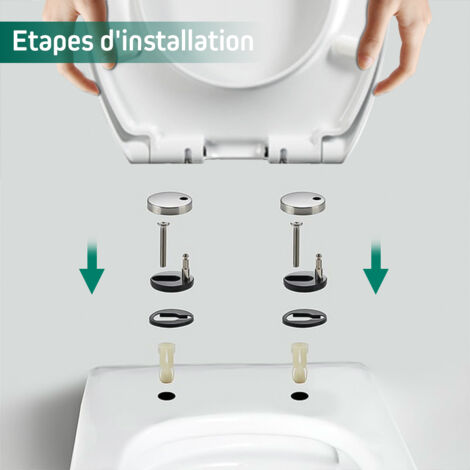 Tapa de inodoro para cuarto de baño, SDLOGAL Tapa de váter cierre suave y desenganche rápido, tapa de wc higiénico, asiento y aro de water universal, 42x36cm - Blanco