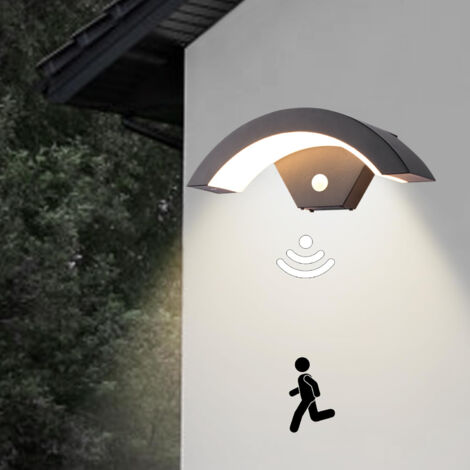 Oktaplex Bola LED Lampe D'extérieur Avec Détecteur De Mouvement Aluminium IP65 3000K Lumière Blanc Chaud 360° 1600lm 15,7W Applique Murale Extérieure Ronde Anthracite