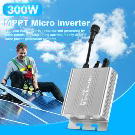 DEWIN Onduleur Solaire, Onduleur de Connexion au Réseau 300 W MPPT Micro Onduleur Sortie d'onde sinusoïdale Pure pour Centrale électrique de Balcon de Panneau Solaire
