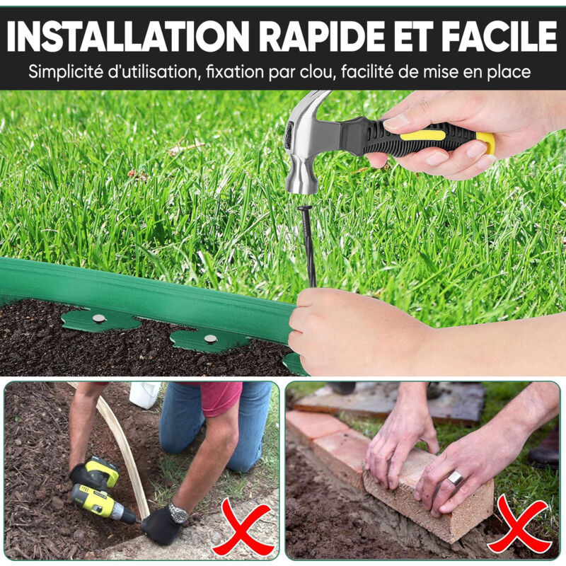 LZQ Bordure de pelouse - 15 m - En plastique flexible - Design rotin