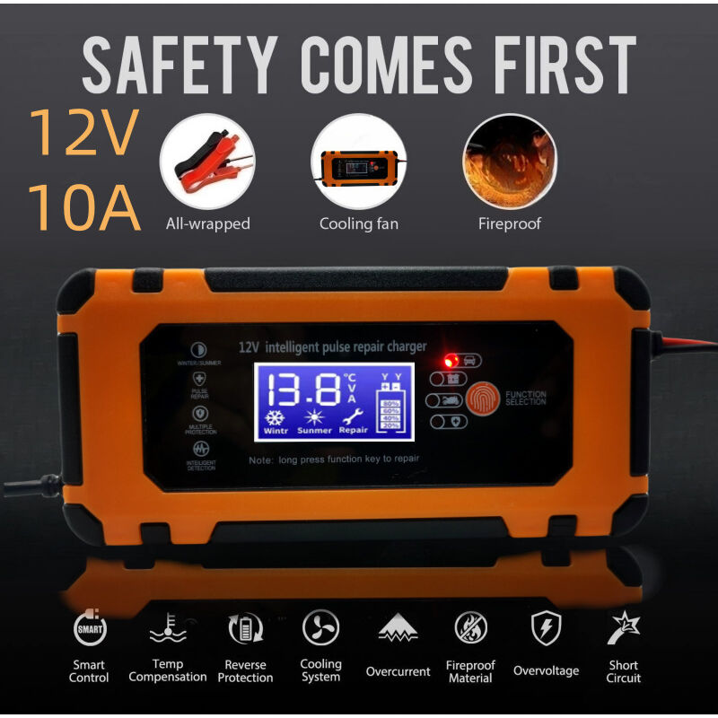 Chargeur de Batterie Voiture 12V 10A LiFePO4 pour Auto Chargeur de Batterie Voiture 12V 10A LiFePO4 pour Auto