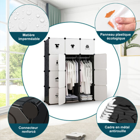 Armoire Penderie Portable, Étagère De Rangement, Cubes De Stockage Modulaire En Plastique