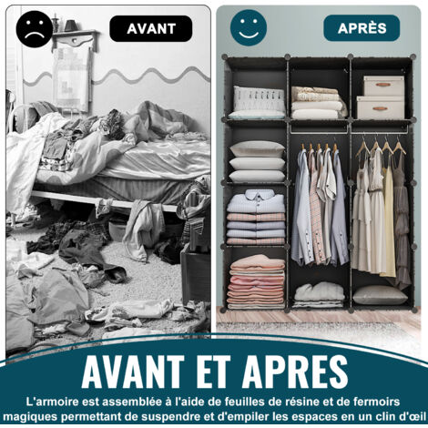 TolleTour DIY Armoire Penderie Avec étagères De Rangement Armoire De Chambre 20 Cubes Semi Transparent Blanc 83131921