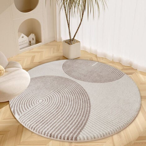 Tapis Moderne Moelleux à Poils Courts, Ultrixe Tapis Chambre Rond 100 cm, Dessous antidérapant, Lavable, Super Doux, Aspect Fourrure, Décoratif Tapis De Sol pour Salon Salle