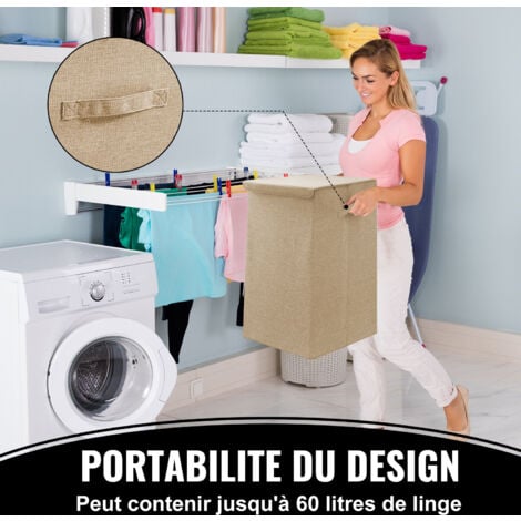 DECOMOMO Grand Bac De Rangement Pliable Avec Poignées - Blanc Et Gris 4 Paquets