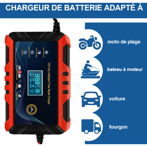 AIPERQ Chargeur, et câbles de démarrage,Chargeur de Batterie Intelligent 12V/24V 8A, 3 Étapes de