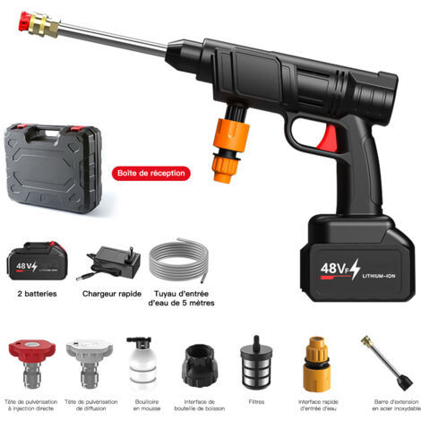 Nettoyeur Haute Pression de 21V, Ultrixe Nettoyeur Portable sans Fil : 200W Pistolet à Jet d’Eau électrique avec Batterie pour Un Nettoyage de terrasse, Jardin, Voiture