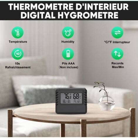 Lot de 2 Thermomètre Hygromètre Ultrixe - Hygromètres, Thermomètres intérieurs, Haute Précision, Thermomètres Numériques pour l'intérieur, salon, chambre de bébé, bureau, Capteur T&H ℃/℉ commutable