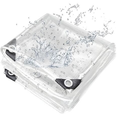 Bâche de Protection Exterieur, Ultrixe, 380 g/m² 6 x 4 m Imperméable Bâche Transparente avec Œillets, PVC Bâche Résistante aux Intempéries pour Meubles de Jardin, Ferme, Voiture, Bassin