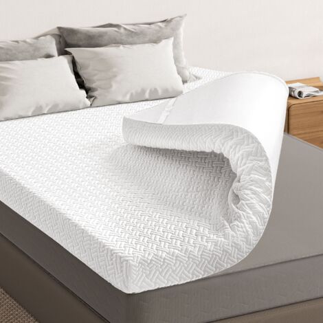Surmatelas, Épaisseur 7.5cm Surmatelas Memoire de Forme Gel, sur Matelas 2 Personnes 120 x 200, avec Housse Amovible et Lavable avec 4 Coins Elastiques- 120 x 200 cm