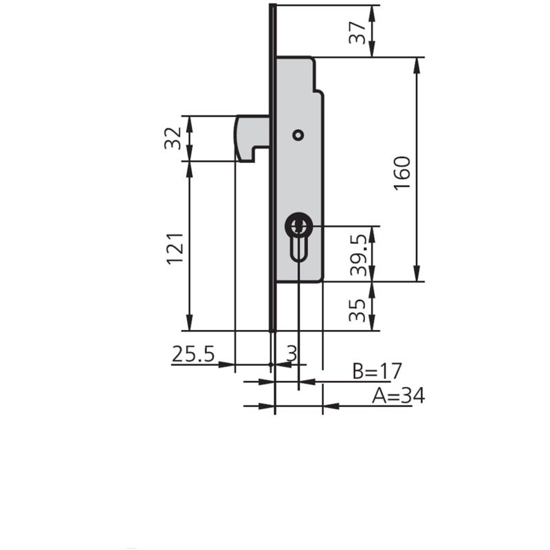 Cerradura Embutir Met Hn 17 Mm