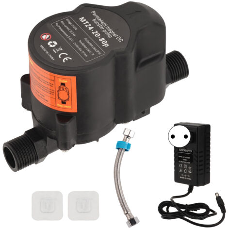 Eosnow  Bomba elevadora de presión de agua, bomba de recirculación de refuerzo de ducha pequeña, completamente automática, de bajo ruido, 24V CC, enchufe europeo de 100-240V