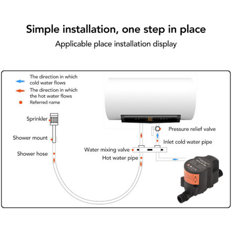 Eosnow  Bomba elevadora de presión de agua, bomba de recirculación de refuerzo de ducha pequeña, completamente automática, de bajo ruido, 24V CC, enchufe europeo de 100-240V