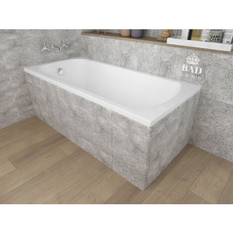 Badewanne Rechteck 160x70  mit Wannenträger, Ablaufgarnitur & Füßen GRATIS - Komplettset 4in1 Original Acryl Wanne Siphon - BADLAND CLASSIC