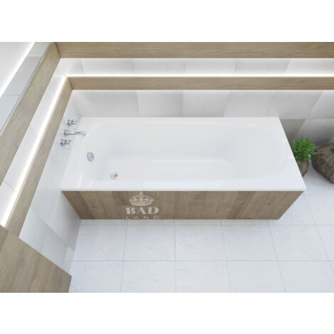 Badewanne Rechteck 170x75, Ablaufgarnitur & Füßen GRATIS - Komplettset 3in1 Original Acryl Wanne Premium Siphon - Made in EU - BADLAND MEDIUM