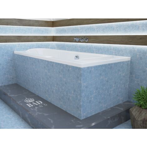Badewanne Rechteck 170x80  mit Styroporverkleidung, Ablaufgarnitur & Füßen GRATIS - Komplettset 4in1 Original Acryl Wanne Siphon - BADLAND LONG