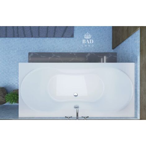 Badewanne Rechteck 170x80  mit Styroporverkleidung, Ablaufgarnitur & Füßen GRATIS - Komplettset 4in1 Original Acryl Wanne Siphon - BADLAND LONG