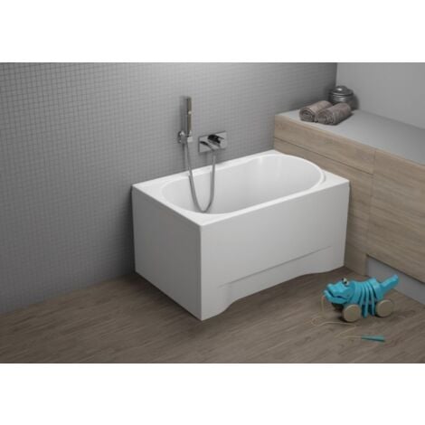 Badewanne Rechteck 100x65, Ablaufgarnitur & Füßen GRATIS - Komplettset 3in1 Original Acryl Wanne Premium Siphon - Made in EU - BADLAND MINI
