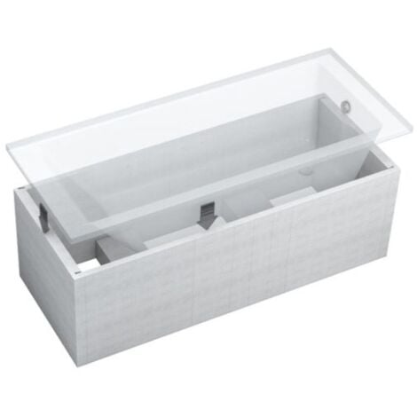 Badewanne Rechteck 180x80  mit Wannenträger, Ablaufgarnitur & Füßen GRATIS - Komplettset 4in1 Original Acryl Wanne Siphon - BADLAND SHEA