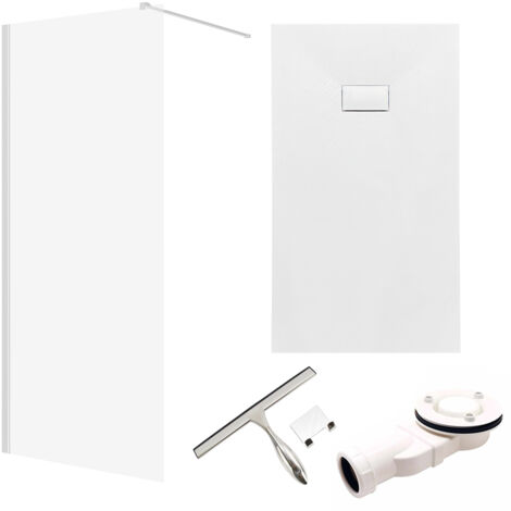 Set - Walk-In Dusche KETIL 100x195 + Duschabtrennung 8 mm Glas + Duschwanne VIDAR 120x80 Weiß SMC Rechteck, mit Glaswischer (1/5)