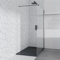 BADLAND Glaswand Duschwand Duschkabine Walk in Dusche KETIL Schwarz 80x195 cm 8 mm Transparent Nano Glas, Duschtrennwand
