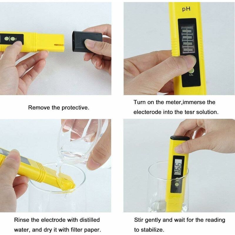 Testeur de Ph Professionnel, Fonction D'étalonnage Automatique et 0,00-14,00 Gamme de Mesure pour l’Eau Portable Aquarium Hydroponie Piscine Plage de Mesure 4