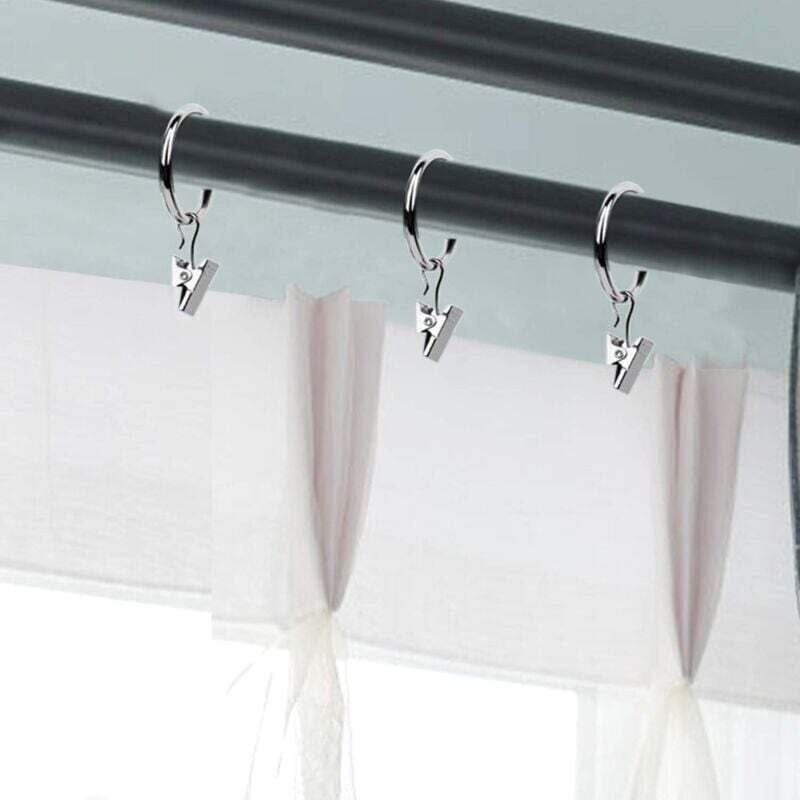 TSKDKIT Lot De 24 Anneaux De Rideaux Avec Pinces, Anneaux De Rideaux