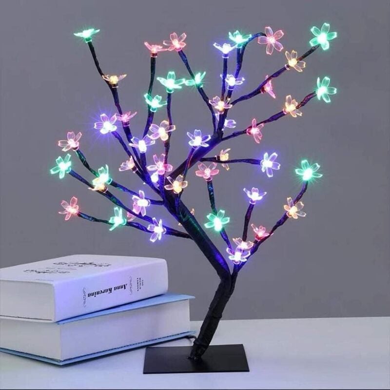 Arbre lumineux,Lampe LED Sakura à fleurs, Branches réglables, 48 LEDadaptée à la décoration de la pièce et aux cadeaux la Décoration de Fête de Mariage (colorés)