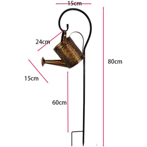Rétro vieux bronze arrose lumières LED solaires avec support, lumière de bouilloire，lumières décoratives pour chemin, cour, arbre, pelouse